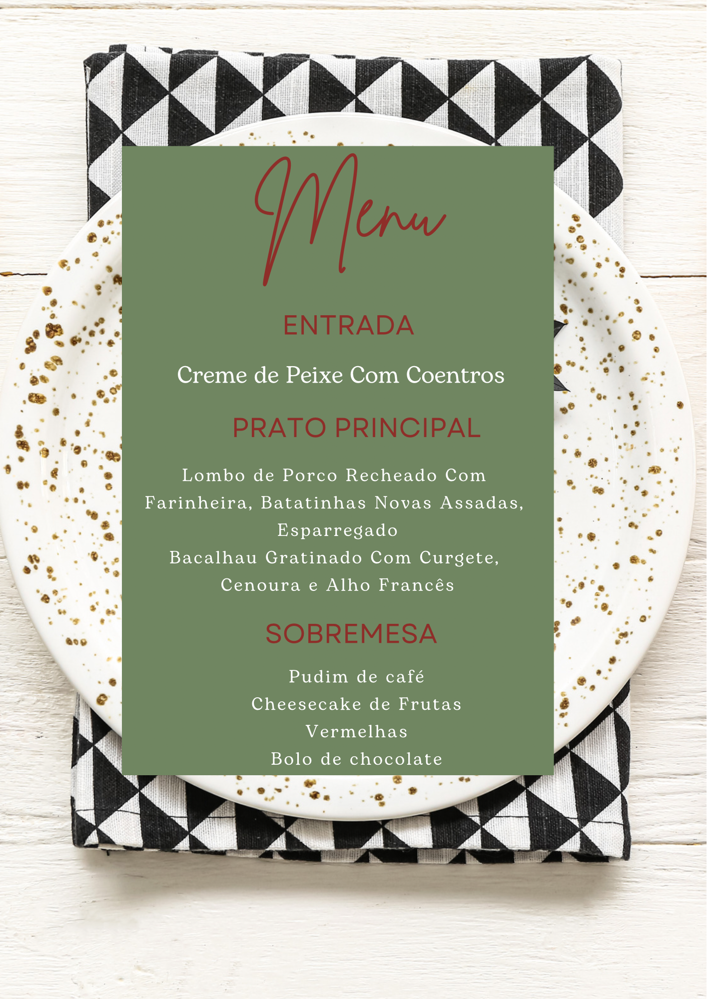 Menu - Tema Xadrez Vermelho