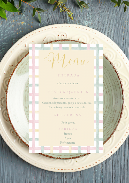 Menu - Tema Pastéis
