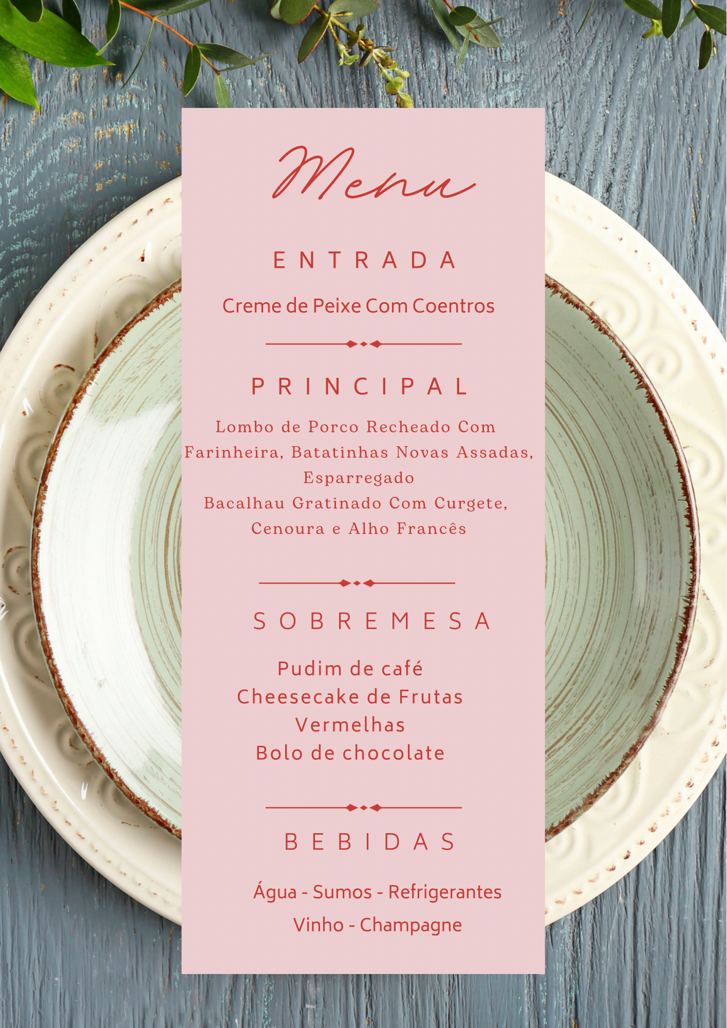 Menu - Tema Postal