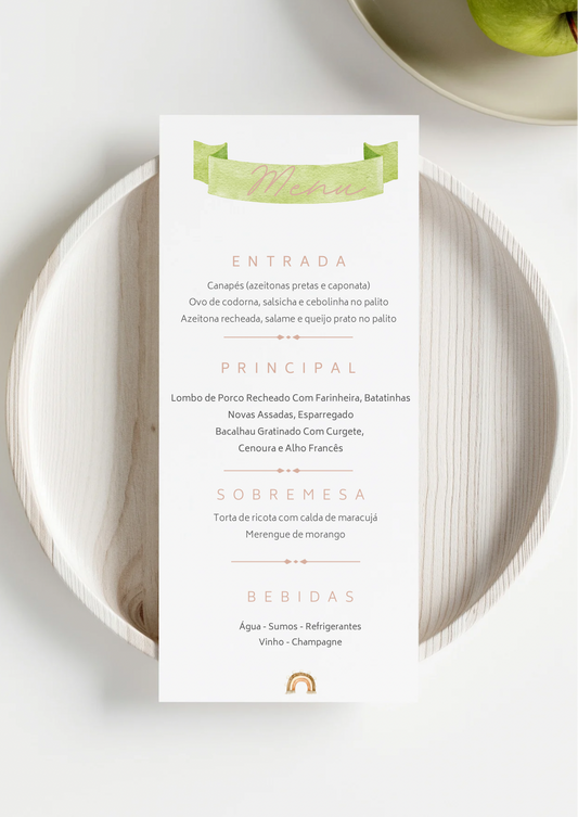 Menu - Tema Vestido