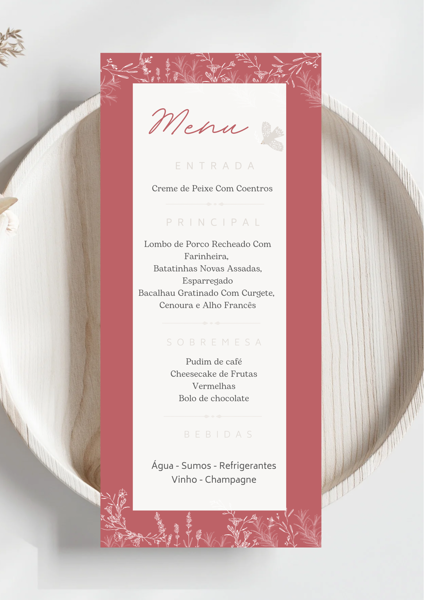Menu - Tema Rosa