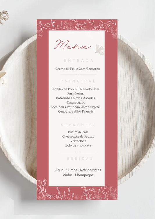 Menu - Tema Rosa