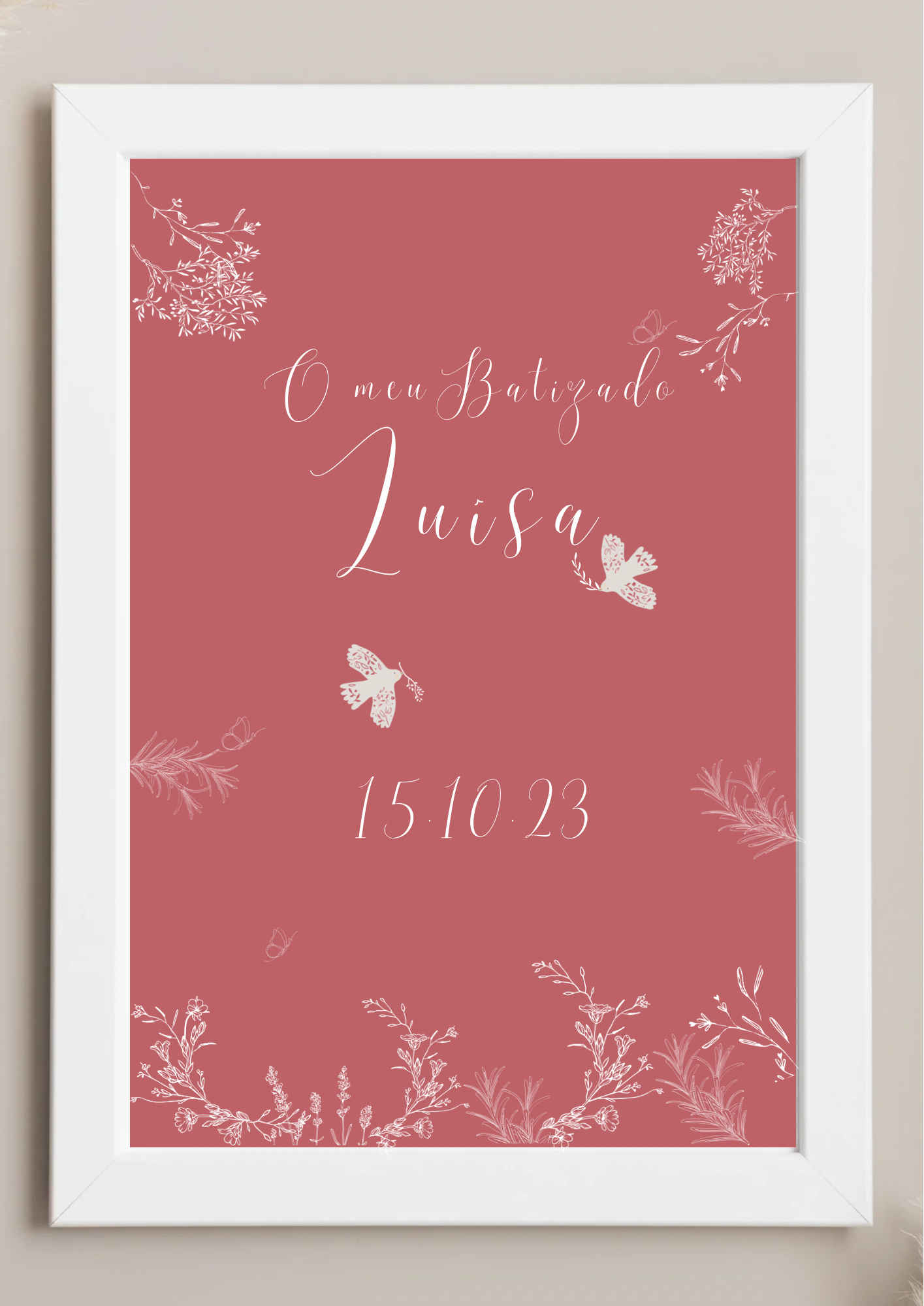 Poster de Mesa de Bolo - Tema Rosa