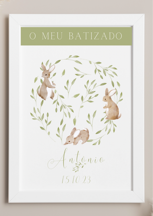 Poster de Mesa de Bolo - Tema Coelhinhos