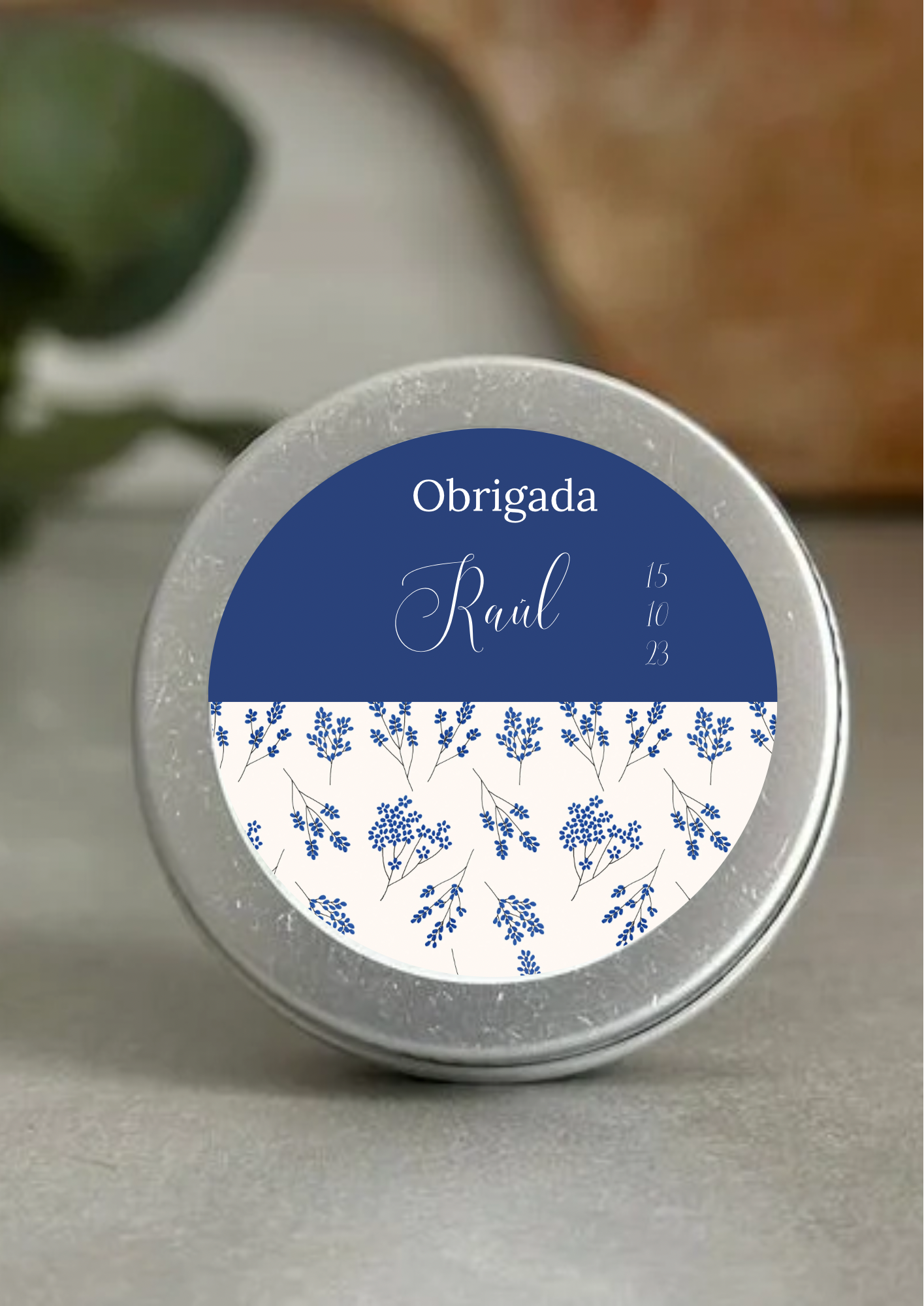 Etiqueta Redonda Grande - Tema Raminho Azul