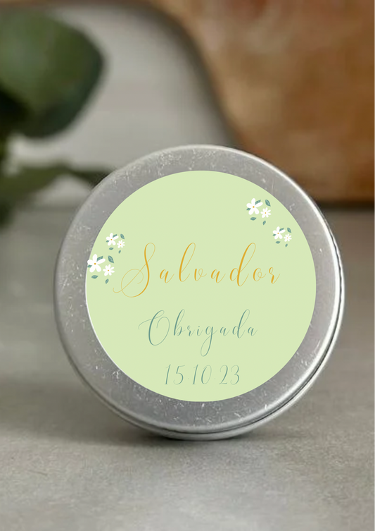 Etiqueta Redonda Grande - Tema Jasmim Verde