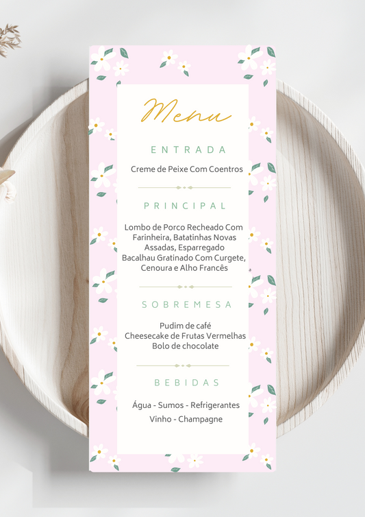 Menu - Tema Jasmim Rosa
