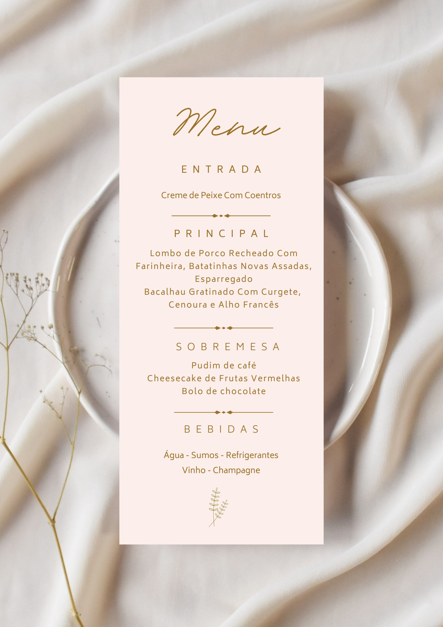 Menu - Tema Trigo Rosa