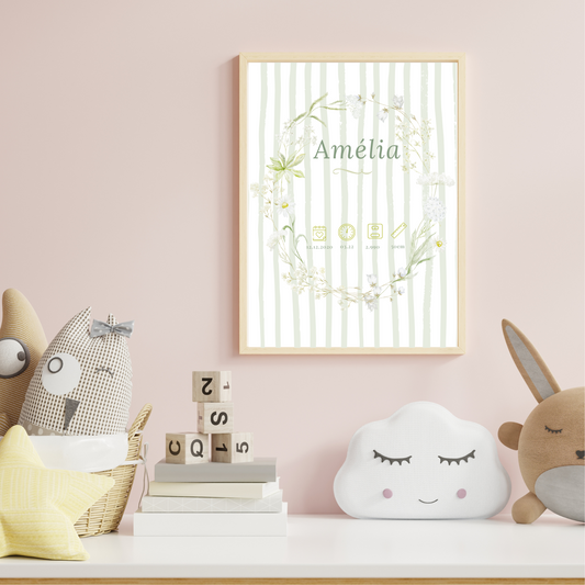 Quadro de Nascimento - Tema Riscas Verdes