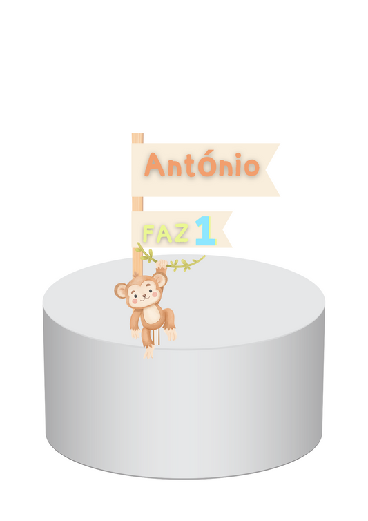 Topo de Bolo - Tema Macaquinho