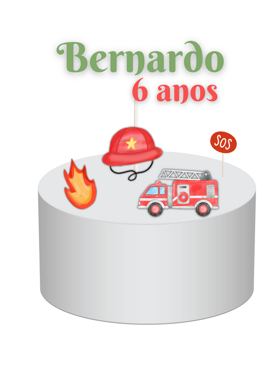 Topo de Bolo - Tema Bombeiros